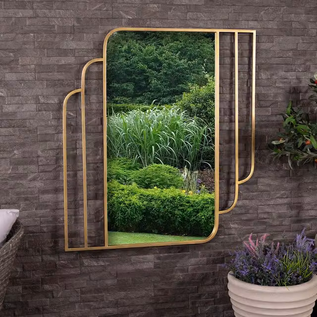 Charles Bentley Prague Rectangular Weather Resistant Wall Mirror in Gold