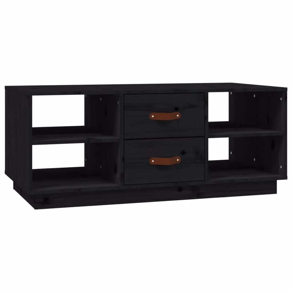 Berkfield Home Black Rustic Solid Pine Coffee Table W: 100 cm, D: 50 cm, H: 41 cm – 2