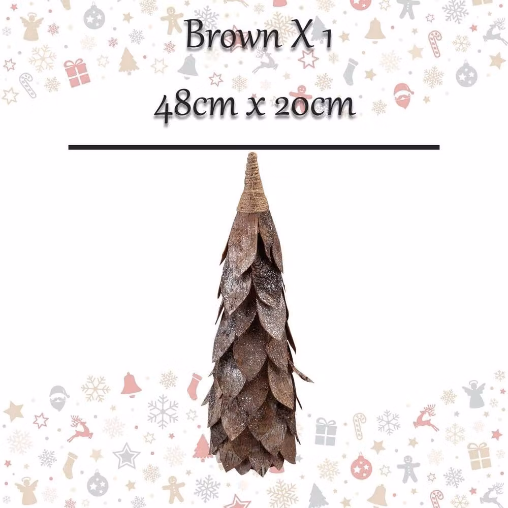 VFM e-Store Christmas Wood Cone Decoration, Brown, H 48 cm x W 20 cm – 2