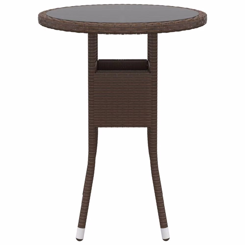 Berkfield Home 3 Piece Brown Poly Rattan and Tempered Glass Garden Bistro Set – 4