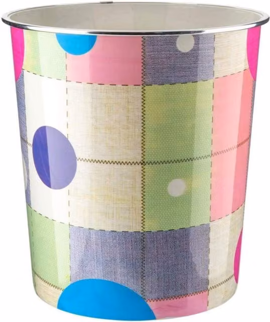 MantraRaj 7.7L Plastic Waste Paper Basket in Multicolour and Silver