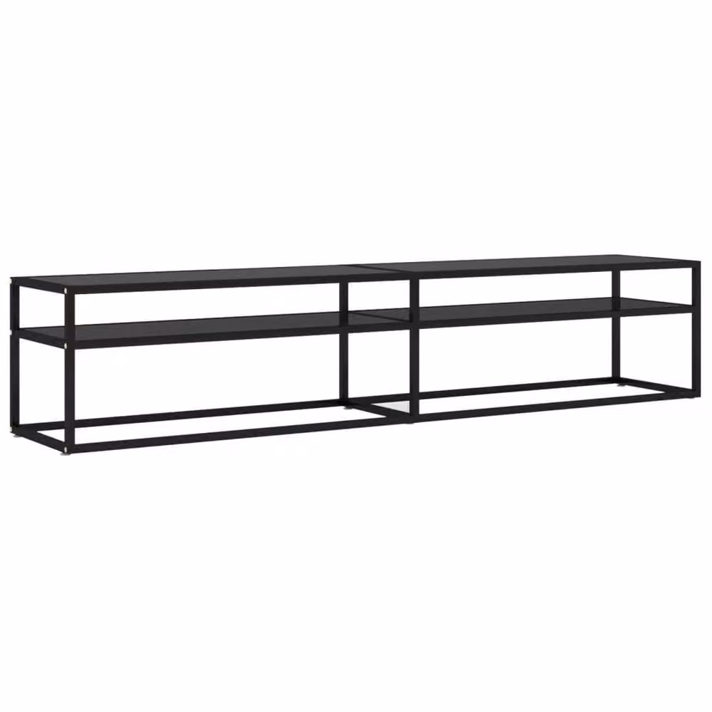 Berkfield Home Modern Black TV Cabinet with Tempered Glass, W: 200 cm, D: 40 cm, H: 40.5 cm – 3