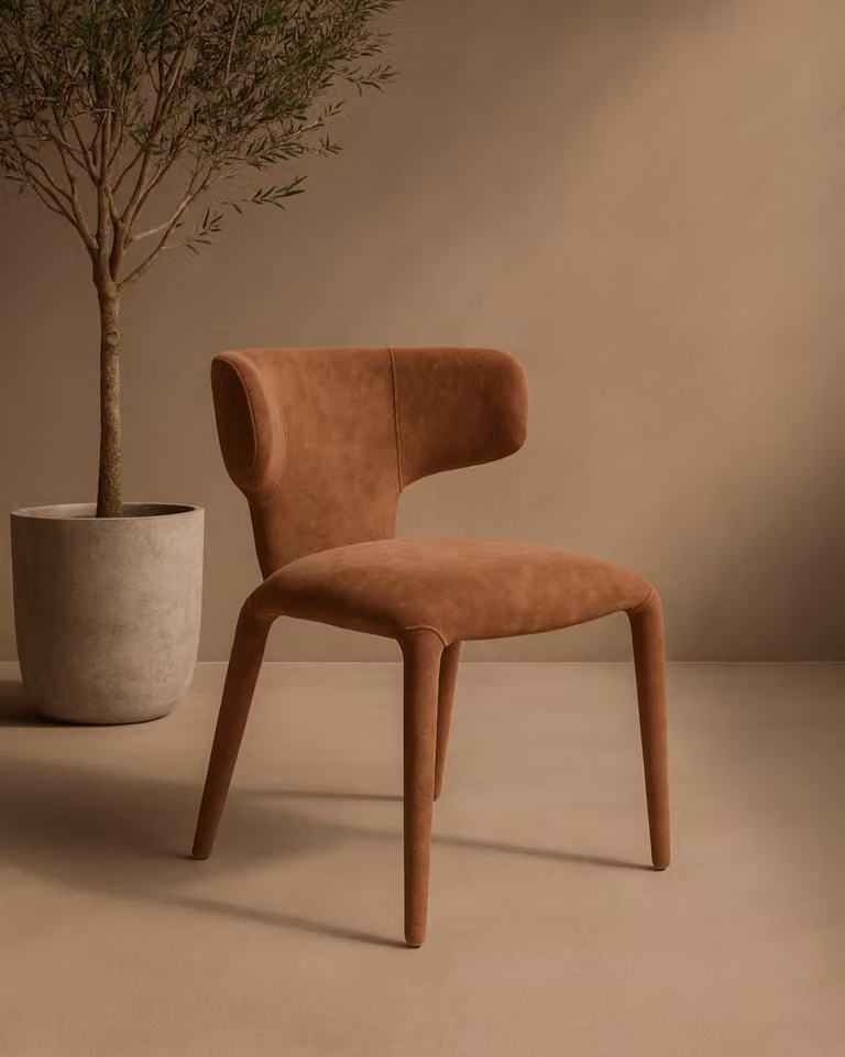 Tommy Franks Modern Upholstered Dining Chair Set of 2 in Orange Velvet Fabric