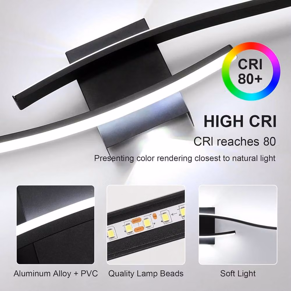 Goeco LED Wall Light, 27W, 6500K Cool White, Black, Length: 89 cm – 6