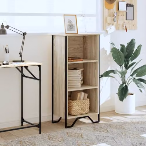 vidaXL Modern Freestanding Bookcase in Sonoma Oak and Metal, W: 50 cm, D: 31 cm, H: 106 cm – 2