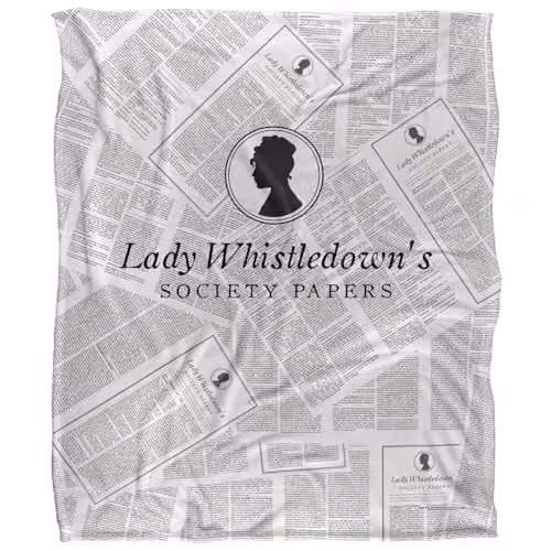 Catherine Lansfield Bridgerton Lady Whistledown Newsprint Super Soft Microfibre Throw Blanket, White, W/D/H: 152 x 127 cm