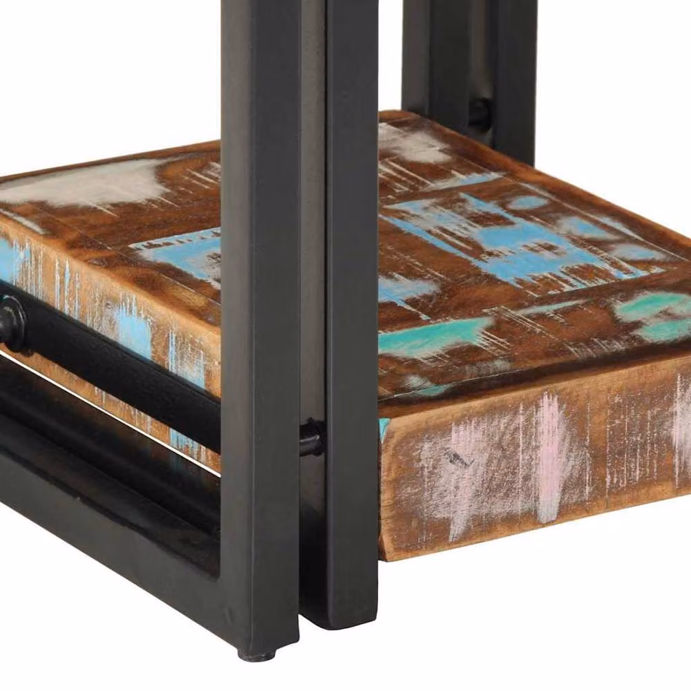 Berkfield Home Rustic Reclaimed Solid Wood Nightstand, Multicolour, W/D/H: 40 x 40 x 40 cm – 6