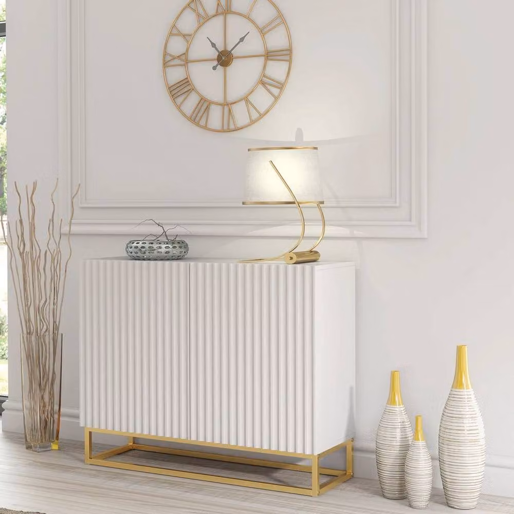 SPETLEK Modern White and Gold TV Unit Sideboard Cabinet – 2