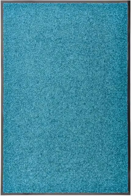 Berkfield Home Washable Non-Slip Doormat in Black and Turquoise, W: 60 cm, D: 90 cm