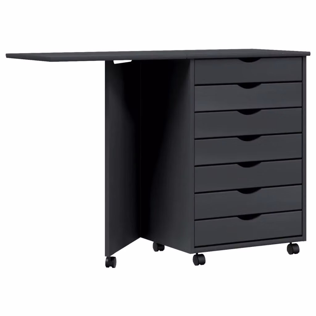 Berkfield Home Rolling Cabinet with Desk in Moss Grey Solid Pine Wood – 2