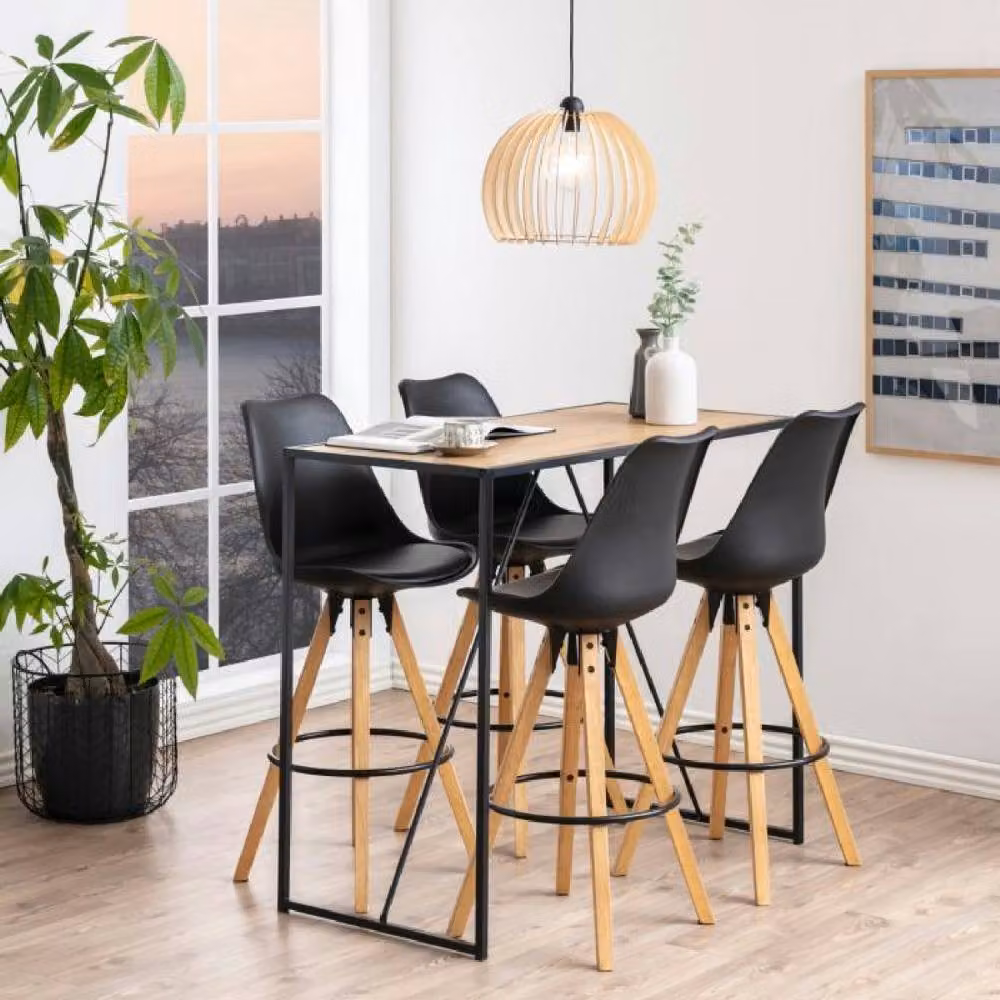 netfurniture Chelsea Industrial Bar Table with Black Metal Frame and Wild Oak Top – 2