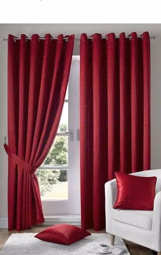 Ideal Textiles Madison Red Velvet Pencil Pleat Curtains W: 167.64 cm, H: 228.6 cm – 1