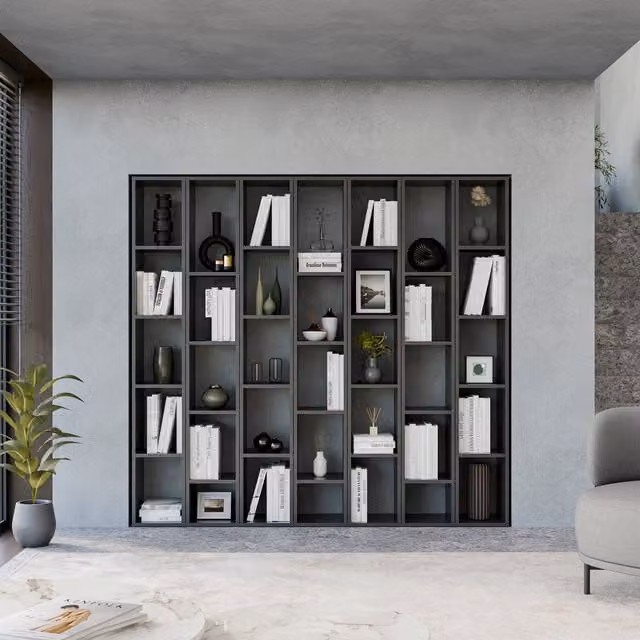 Decorotika Lion Modern Matt Black Bookcase