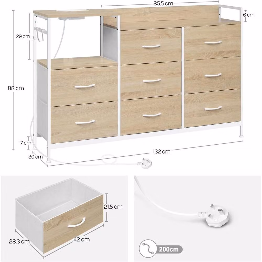 SPETLEK Industrial Chest of Drawers Model 3 with 8 Drawers in Natural Light Oak and Beige – 2