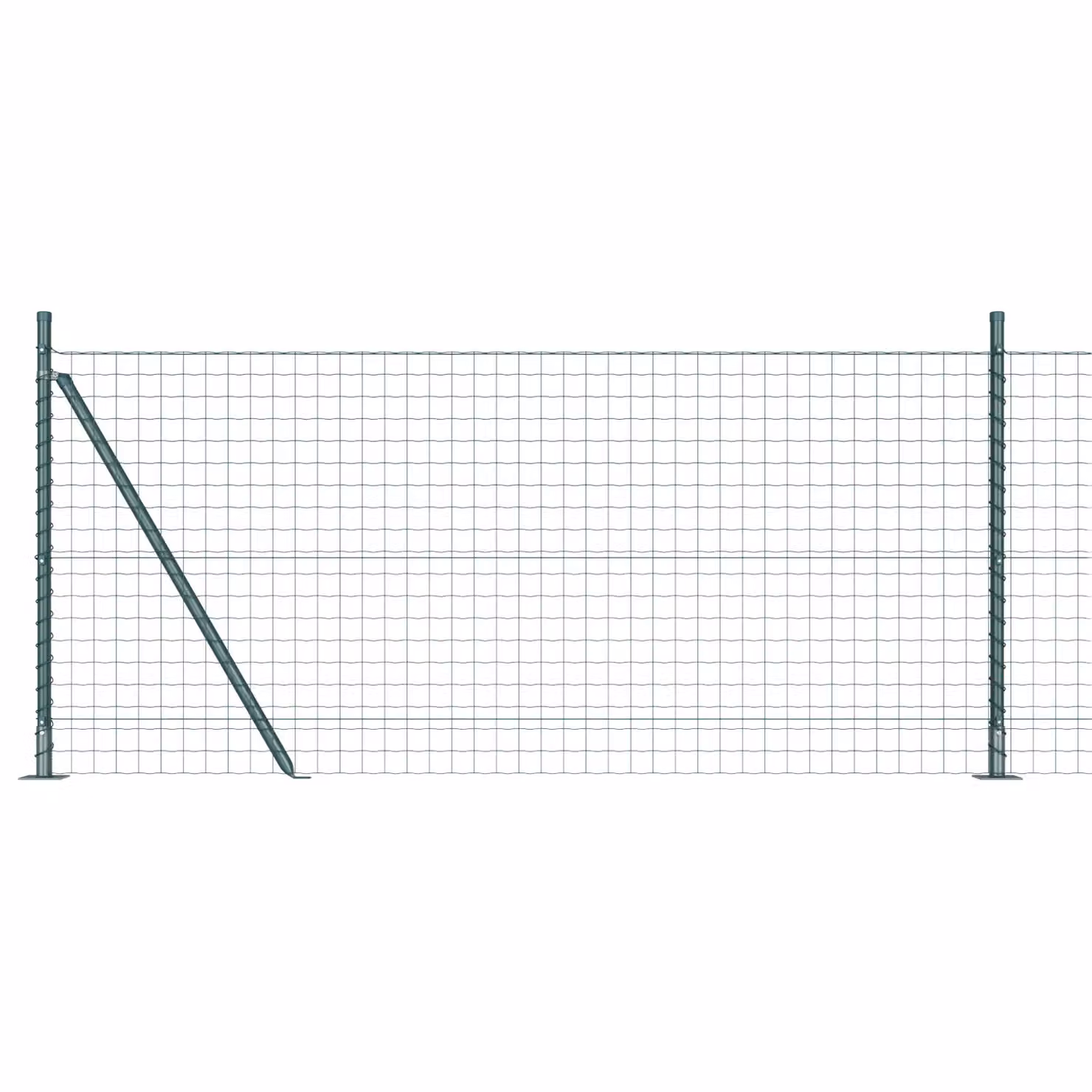 Berkfield Home Euro Fence with 13 Flanged Posts, 1 x 25 m, Galvanised Steel in Silver – 2