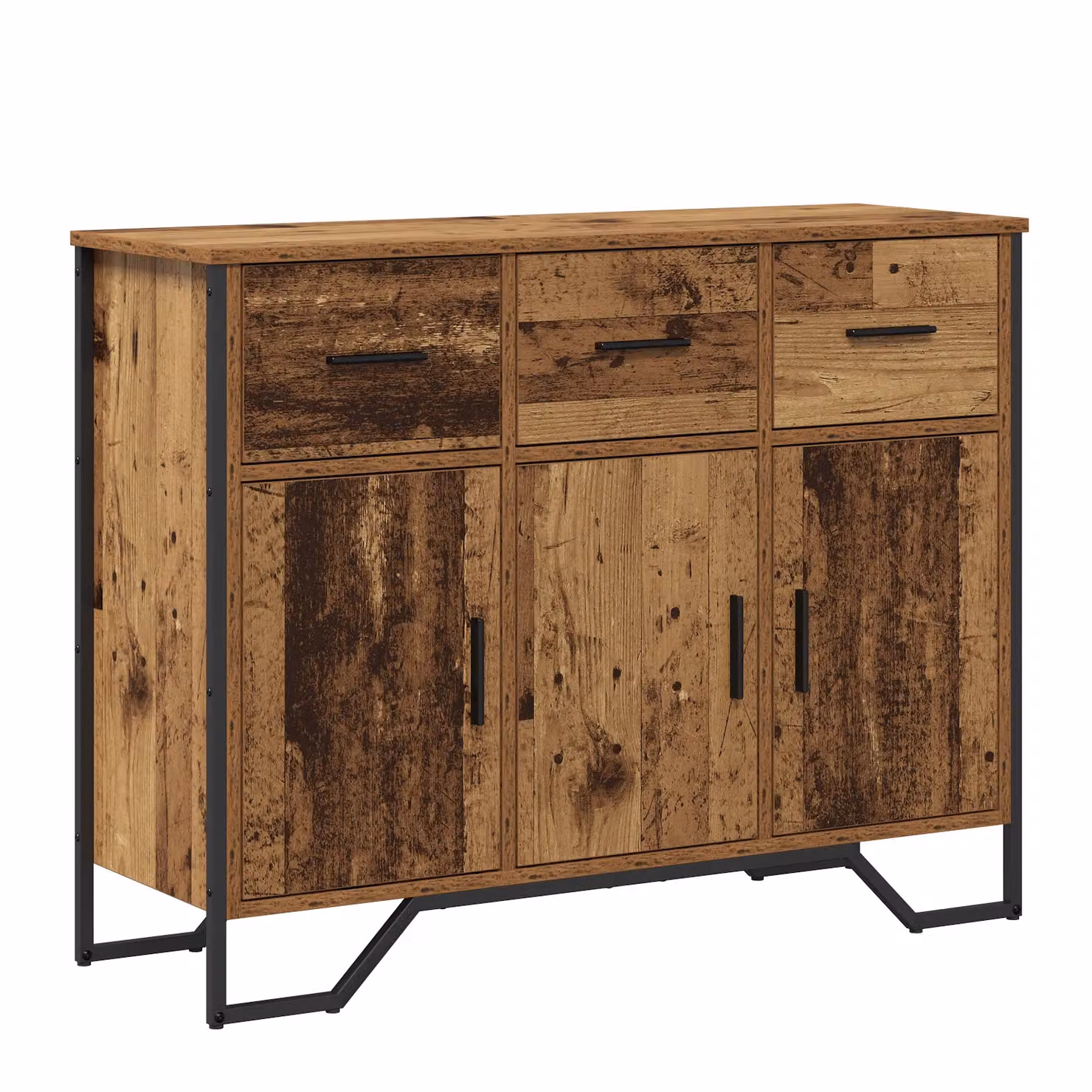 Berkfield Home Rustic Oak Sideboard in Brown, W/D/H: 97 x 32.5 x 74.5 cm – 2
