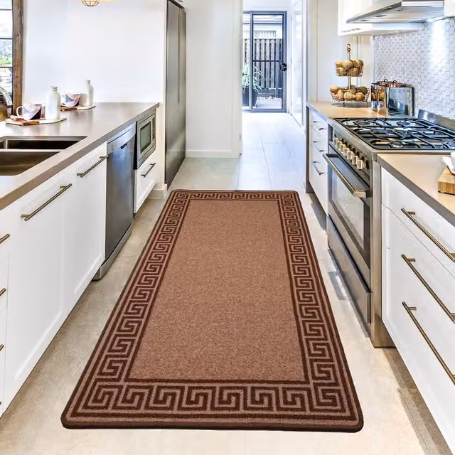 Smart Living Non-slip Striped Gel Door Mat, Beige and Brown, W: 67 cm, L: 120 cm
