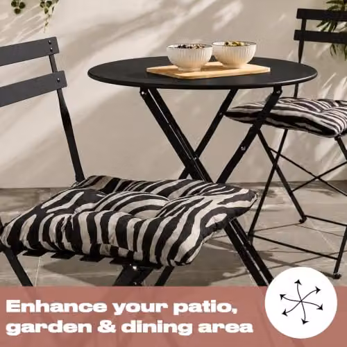OHS 2 Pack Zebra Print Outdoor Chair Seat Pads in Black and White, W/D/H: 40 x 40 x 40 cm – 3