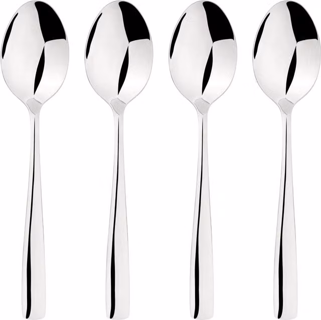 Glim & Glam 4-Piece Polished 18/8 Stainless Steel Spoon Set in Silver