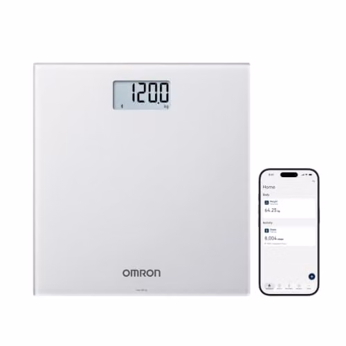 Omron HN300T2 Intelli IT Smart Bluetooth Bathroom Scales with BMI Tracking in Grey and White