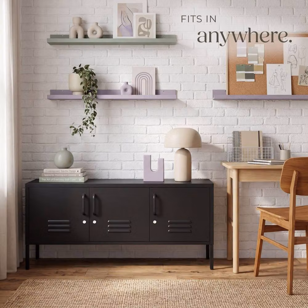 tectake Baker Sideboard in Matt Black with Lockable Doors and Cable Management – 7