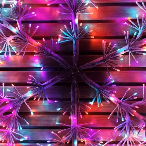 Samuel Alexander Twinkling Starburst Snowflake Christmas Decoration with 960 Rainbow LEDs in White and Multicolour, H 120 cm – 3