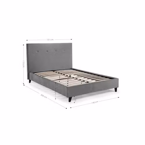 Julian Bowen Shoreditch Upholstered Velvet Bed Frame in Grey, Double (140x200 cm) – 2