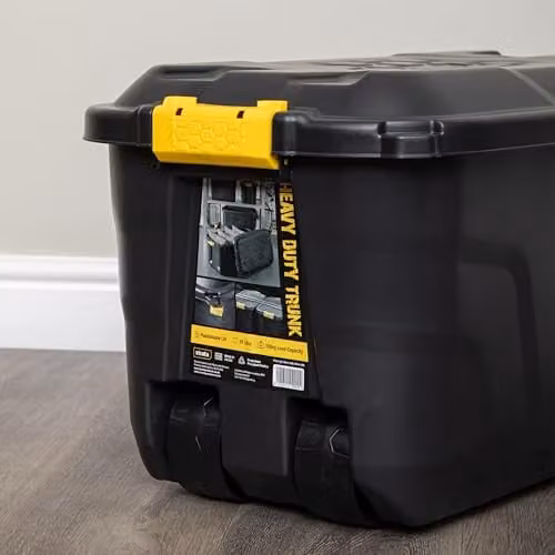Samuel ALEXANDER Set of 2 Heavy Duty Plastic Storage Boxes with Lockable Lids and Wheels, Black, 75L each – 3