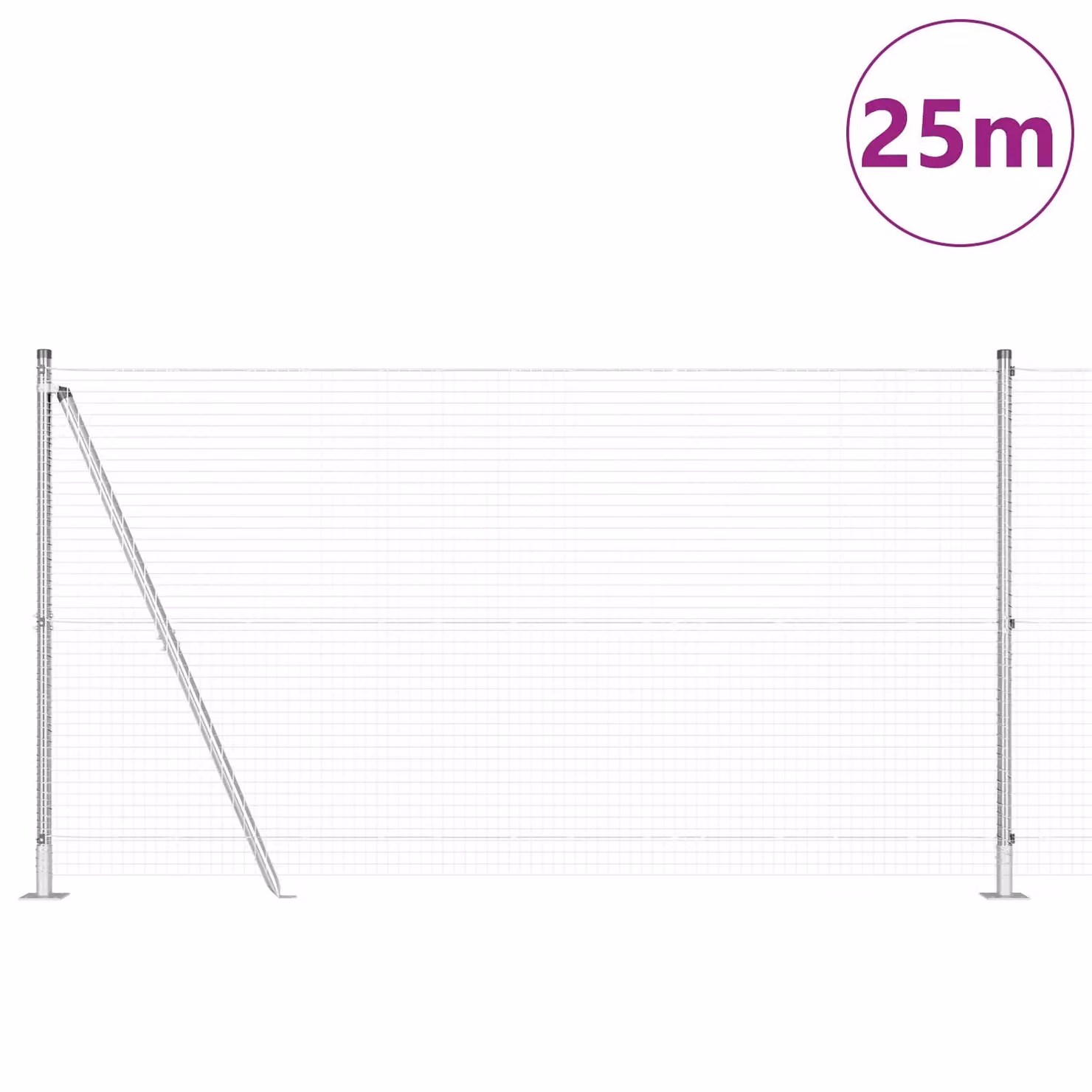 Berkfield Home Grey Galvanised Steel Welded Wire Fence with 13 Flanged Posts, H: 120 cm, W: 25 m – 2