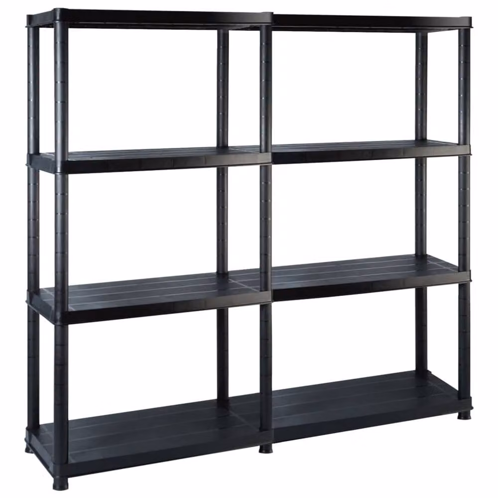 Berkfield Home 4-Tier Plastic Storage Shelf, Black, H 130 x W 122 x D 30.5 cm – 2