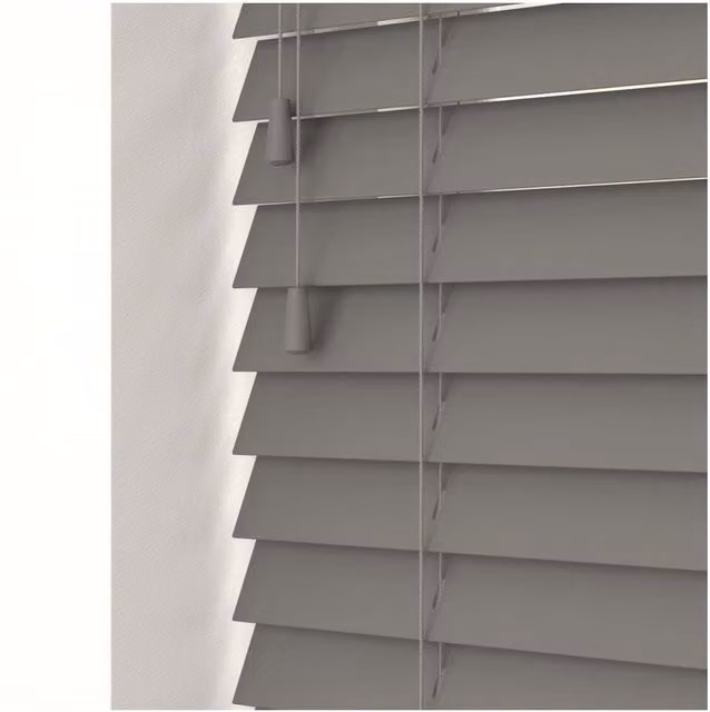 NewEdgeBlinds Smooth Finish Faux Wood Venetian Blinds in Smooth Grey, W: 190 cm, H: 120 cm