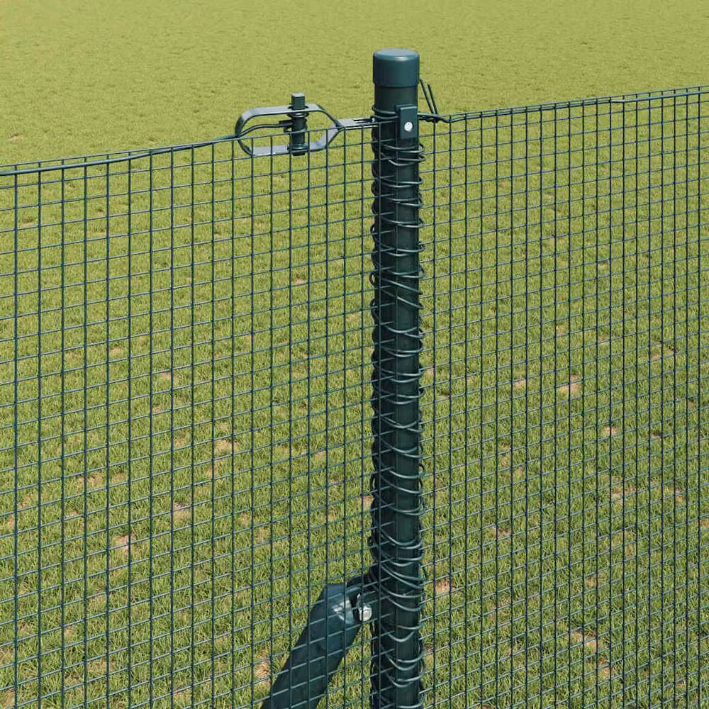 Berkfield Home Green Steel Full Welded Wire Fence with 7 Posts, W: 10 m, H: 1.6 m – 3