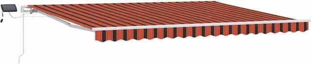 Berkfield Home Manual Retractable Wall-Mounted Awning with LED, Orange and Brown Striped, W: 450 cm, D: 300 cm – 1