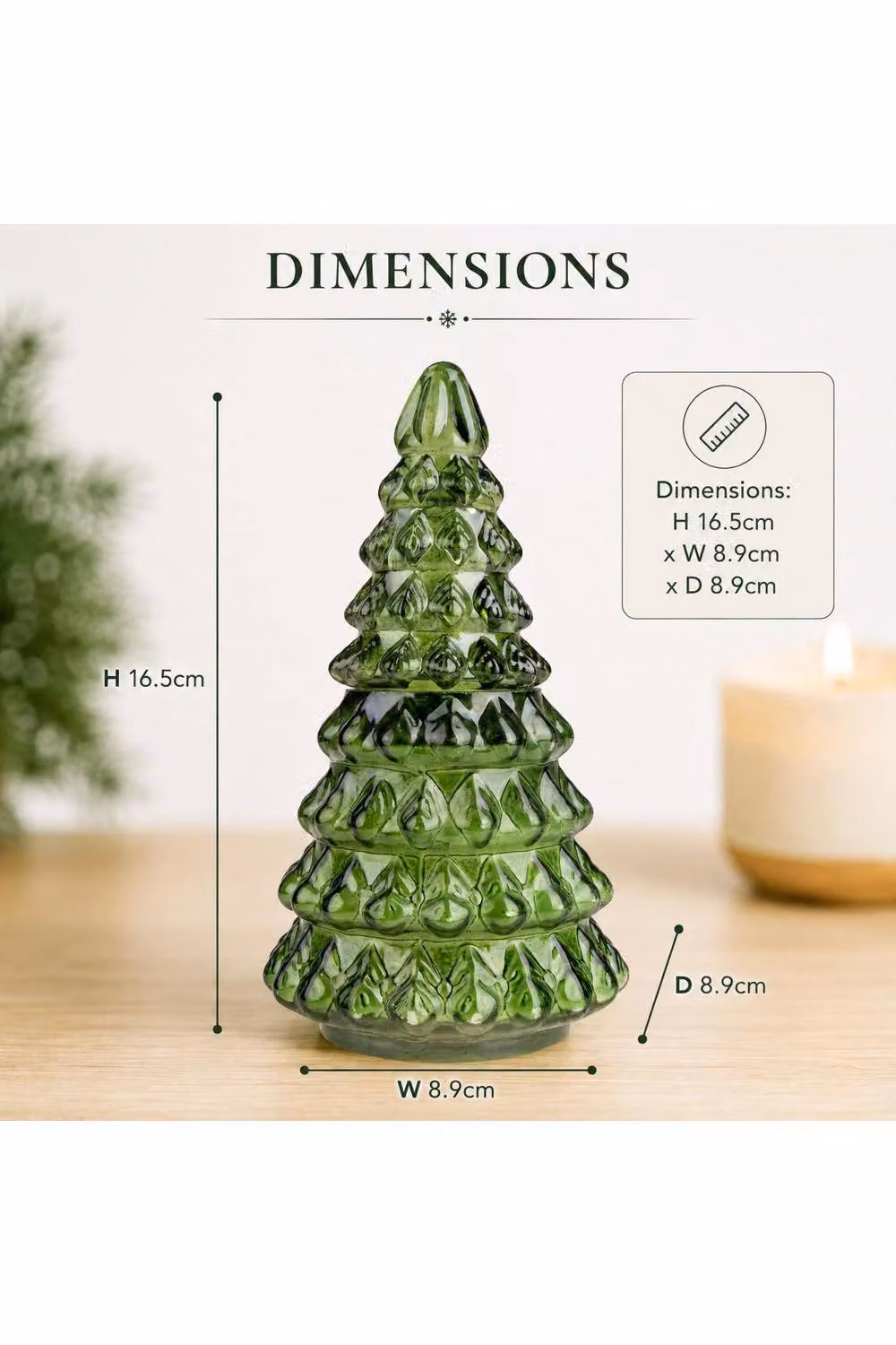Candlelight Green Glass Christmas Tree Tabletop Candle with Fresh Pine Scent – 2