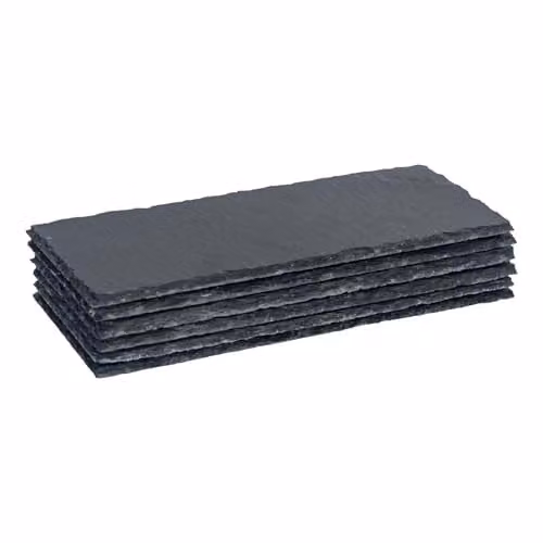 Argon Tableware Rectangle Slate Dinner Plates, Grey, Pack of 6, W: 29 cm, D: 12 cm