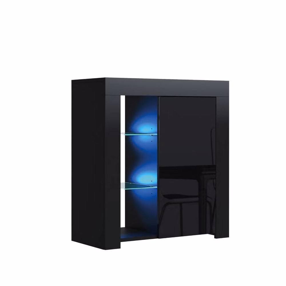 Creative Furniture Serene Sideboard in Black with Glossy Glass Doors and Integrated LED Lighting W/D/H: 83 x 35 x 75 cm – 5