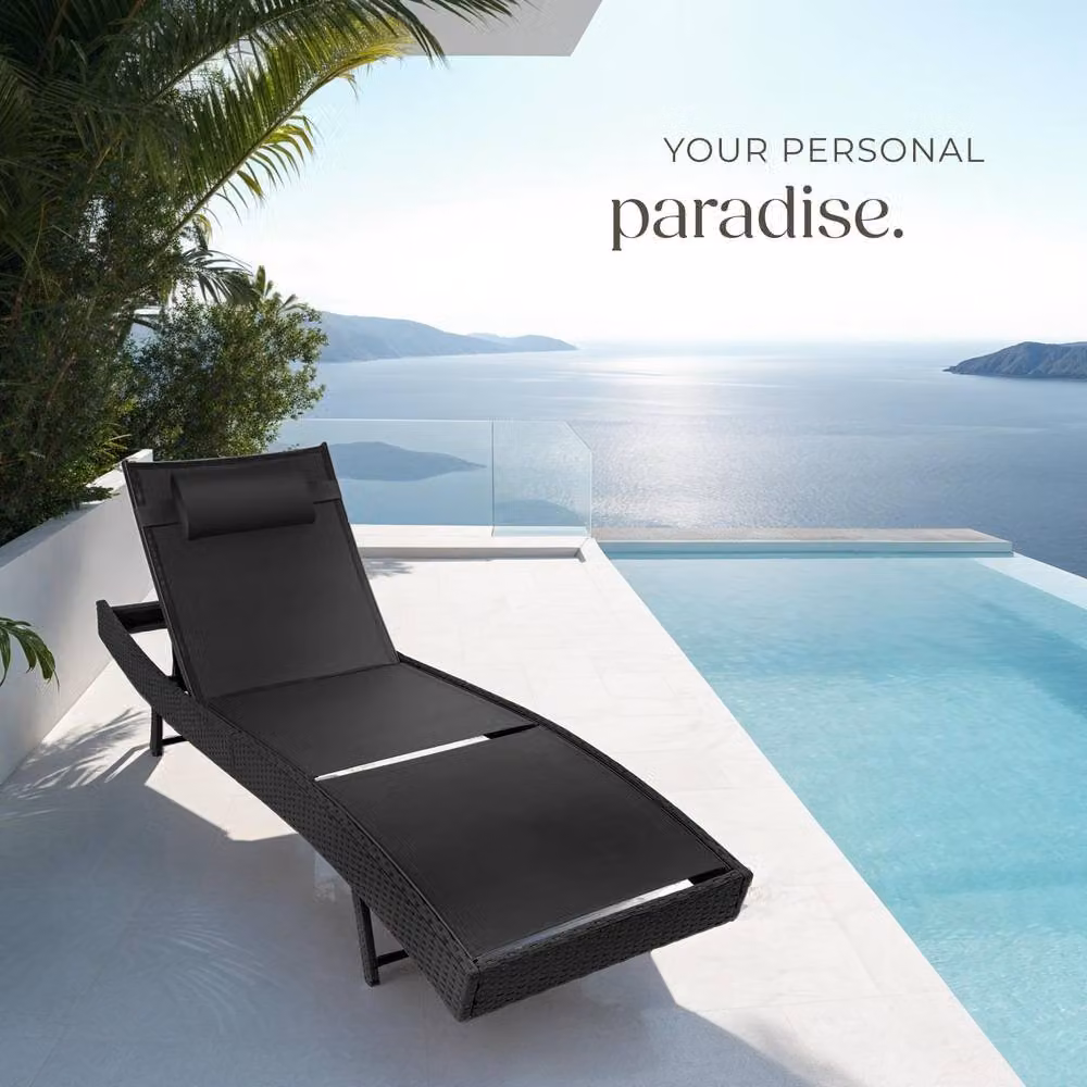 tectake Moana 1 Seater Rattan Sun Lounger in Black – 8