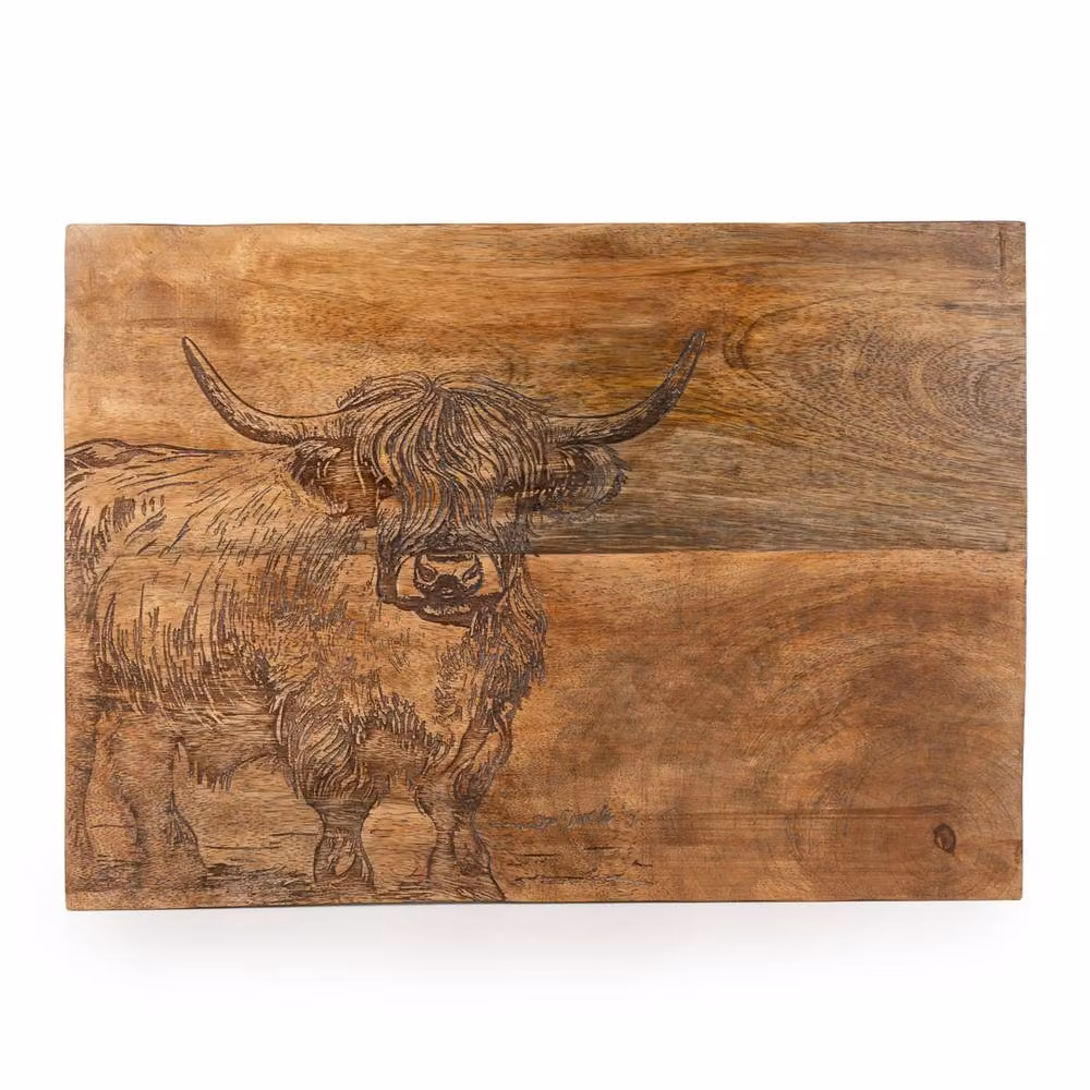 Madison & Mayfair Rustic Wooden Highland Cow Placemats in Brown, W: 35.0 cm x D: 25.0 cm – 2