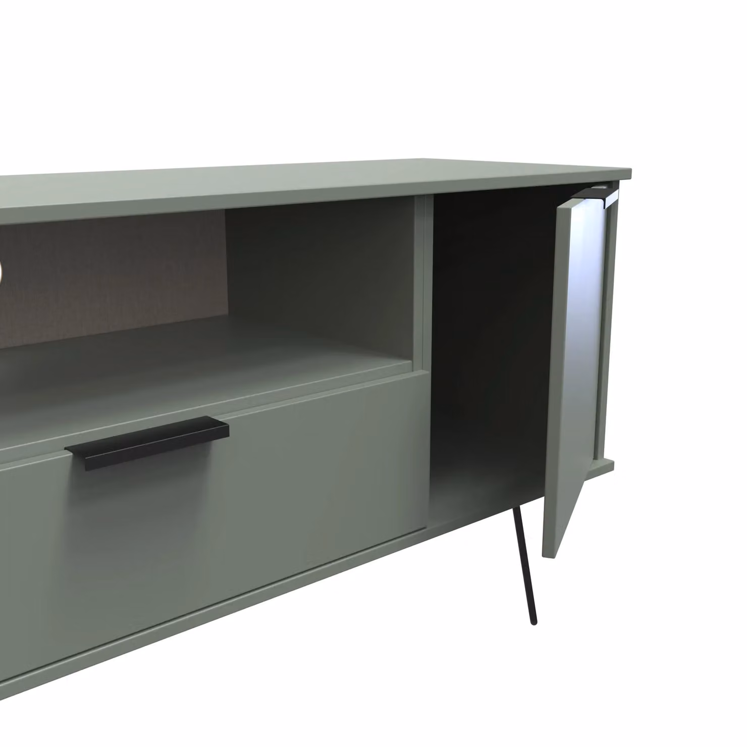 Ready Assembled 2 U Fuji Wide TV Unit with 2 Doors and 1 Drawer in Pale Green – 2