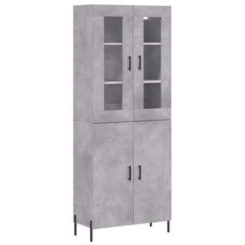vidaXL Modern Highboard in Concrete Grey, W/D/H: 69.5 x 34 x 180 cm