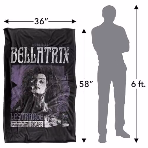 Warner Bros. Harry Potter Bellatrix Lestrange Silky Touch Super Soft Fleece Throw Blanket, Multicolour, W: 91.44 cm, H: 147 cm – 4