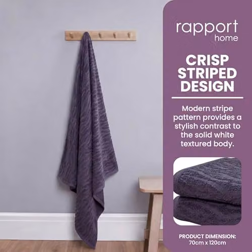 Rapport Home Safari 2-Pack Damson Bath Towels, 100% Cotton, W: 70 cm, H: 120 cm – 5