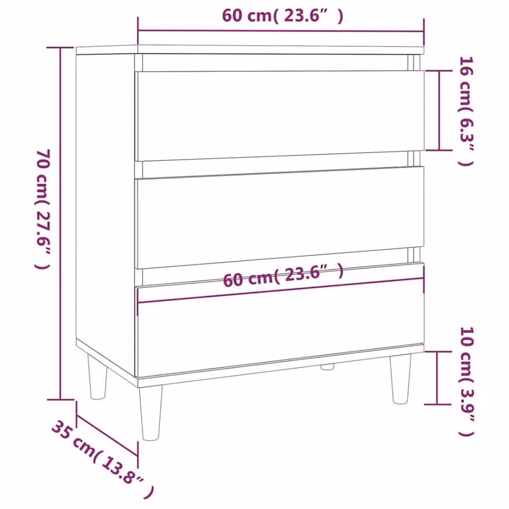 Berkfield Home Grey Sonoma Sideboard in Engineered Wood W/D/H: 60 x 35 x 70 cm – 3