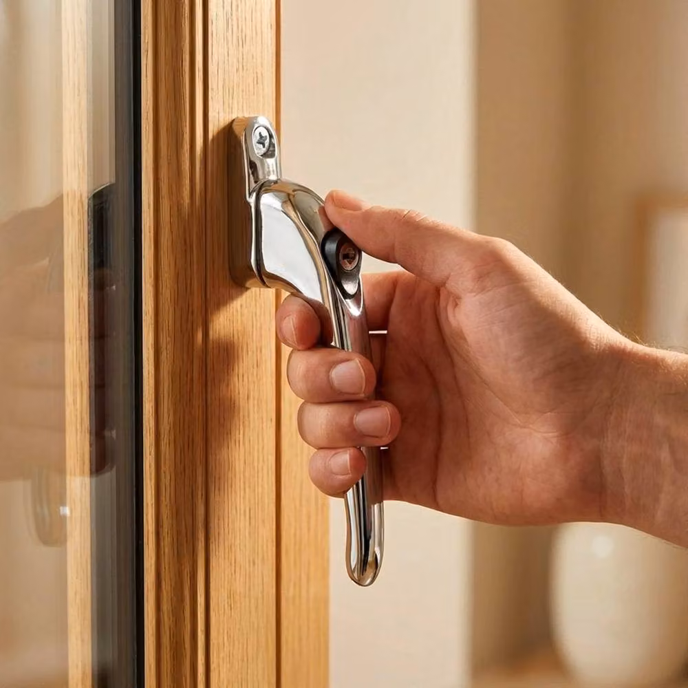 NESTLUNE 10 Pack Lockable Chrome Espag Window Handles with Keys in Silver, 41mm – 2