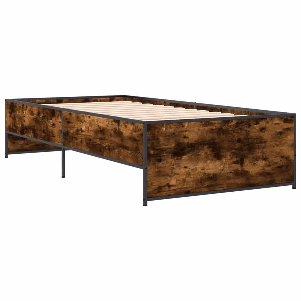 Berkfield Home Smoked Oak Bed Frame in Brown, W/D/H: 100 x 200 cm – 3
