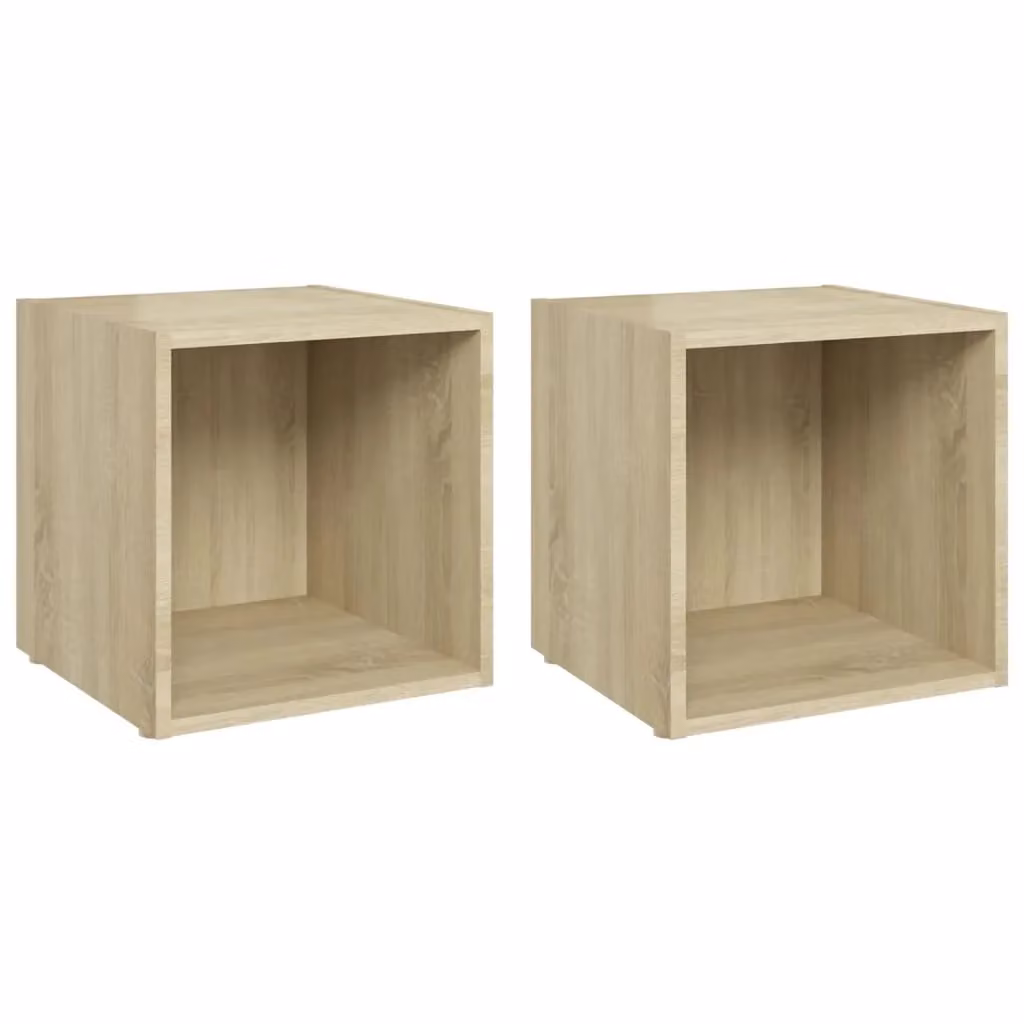 Berkfield Home Set of 2 Sonoma Oak TV Cabinets in Brown, W/D/H: 37 x 35 x 37 cm – 2