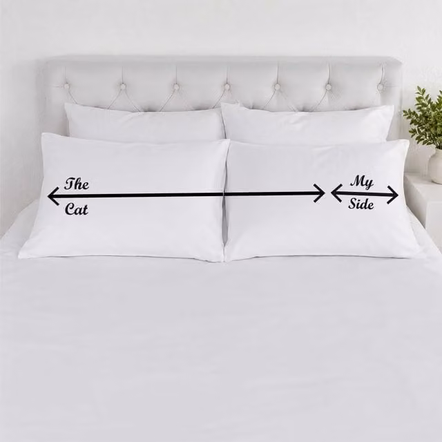 60 Second Makeover The Cats Side My Side White Cotton Pillowcases