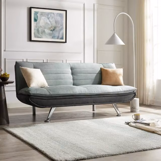 Home Detail Michigan Fabric Click Clack Sofa Bed in Grey and Black with Metal Legs