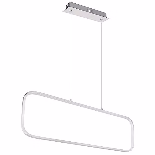 Globo Lighting Modern Rectangular Silver LED Pendant Lamp with Opal Frame, Warm White 3000K, L 80 x W 10 x H 120 cm