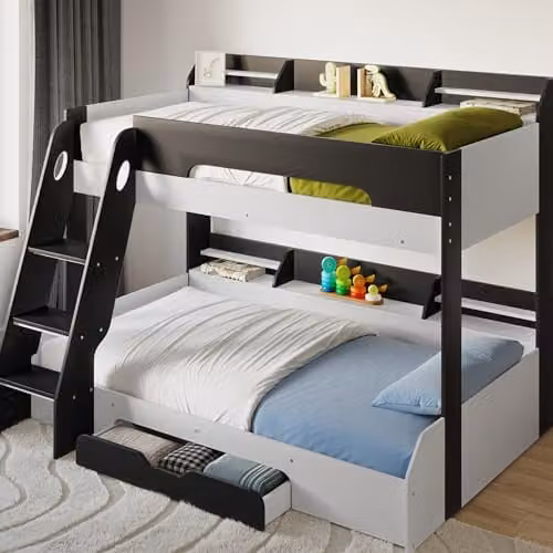 Flair Furnishings Flick Triple Bunk Bed with Storage and Stairs in Grey Single – 2